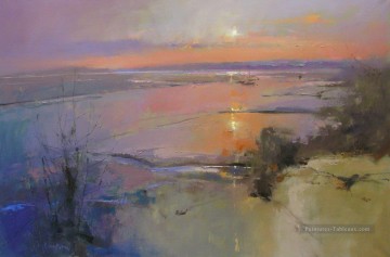 lever du soleil sur le paysage marin abstrait estuaire Camel Peinture à l'huile